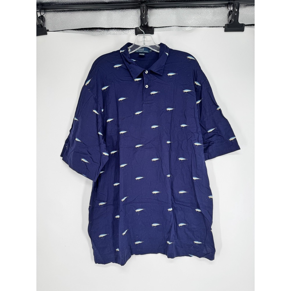 Polo Ralph Lauren Polo Shirt XL All Over Print AOP Short Sleeve Fish Graphic